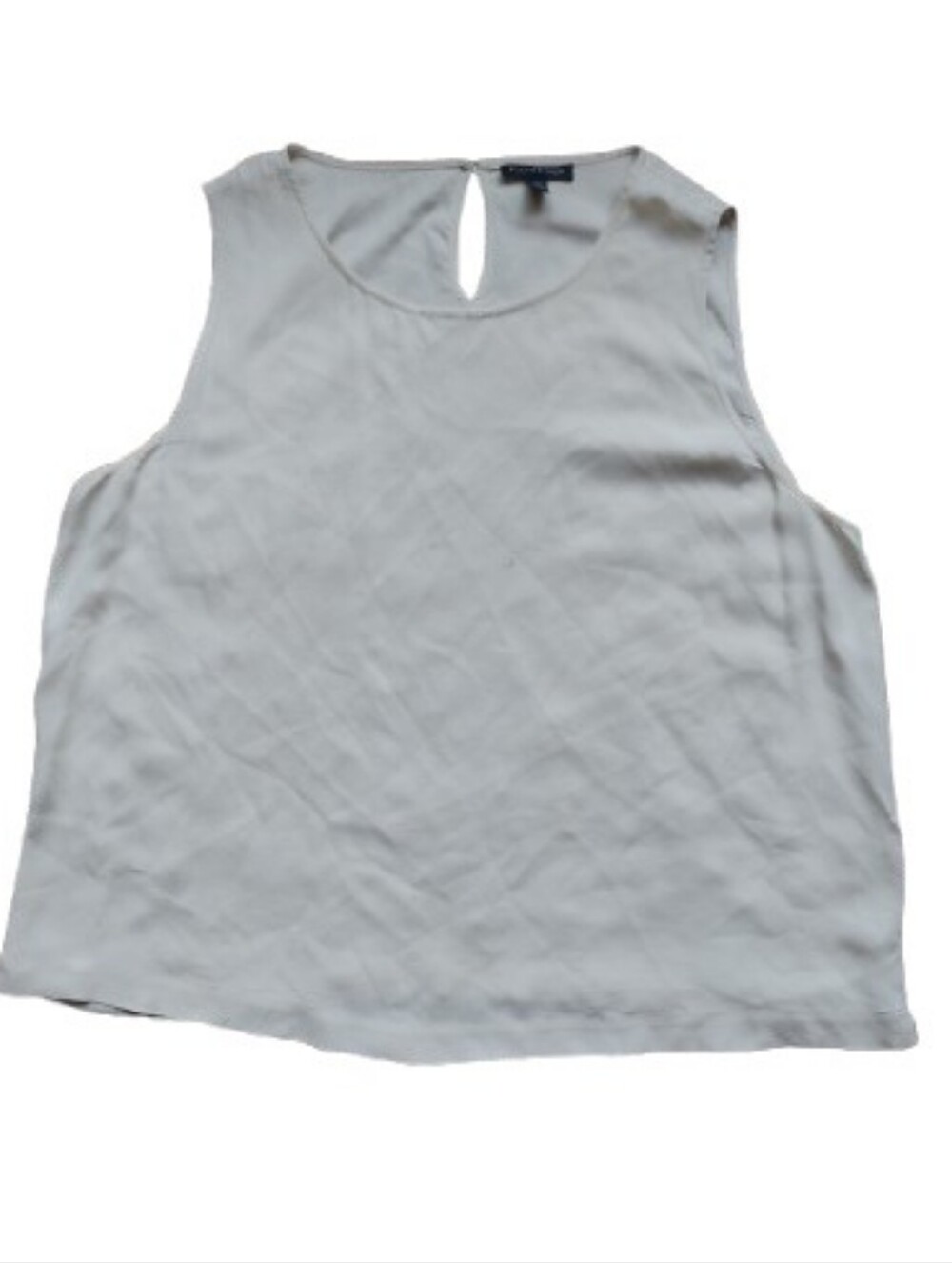 NWOT Eileen Fisher 100% Silk Crepe Georgette Tank Keyhole Blouse Bone L